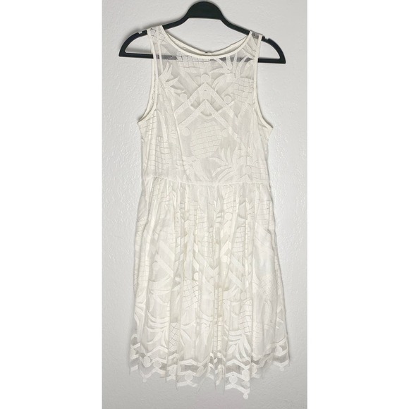 Anthropologie Women's Maeve Pina White Ivory Lace Pineapple Fit & Flare Dress - Picture 5 of 15